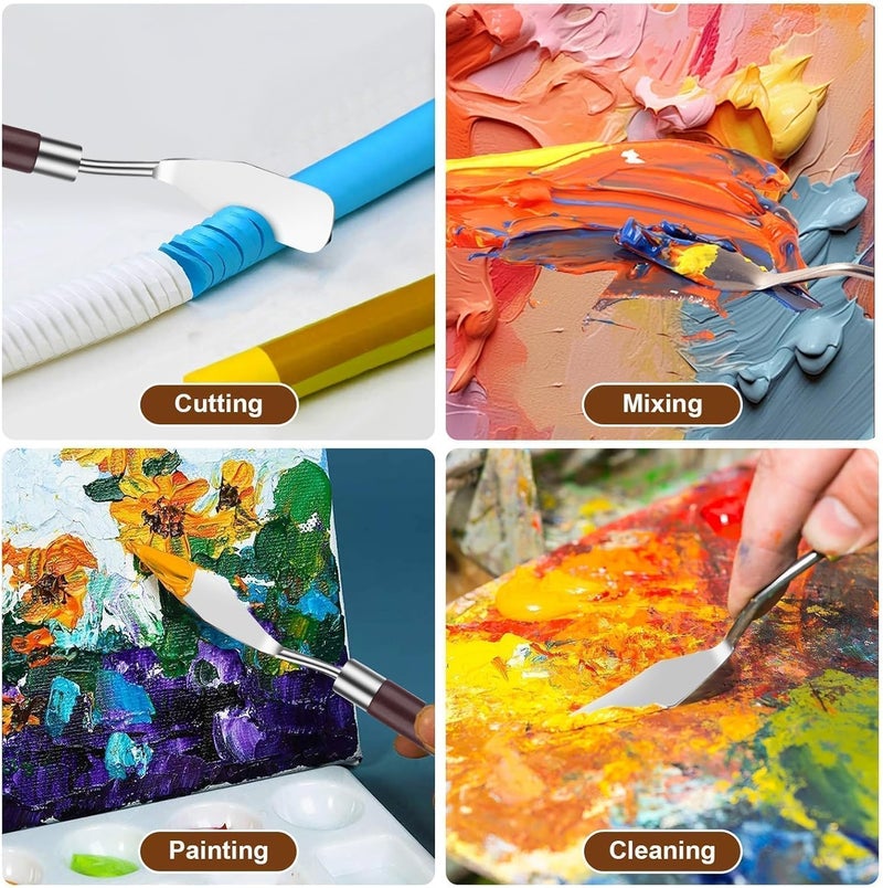 EEEKit 23 PCS Palette Knife Set, Stainless Steel Spatula Pallet Knife with Synthetic Brushes for Acrylic, Art Paint Scrapers for Oil Canvas, Watercolor Painting - Image 5